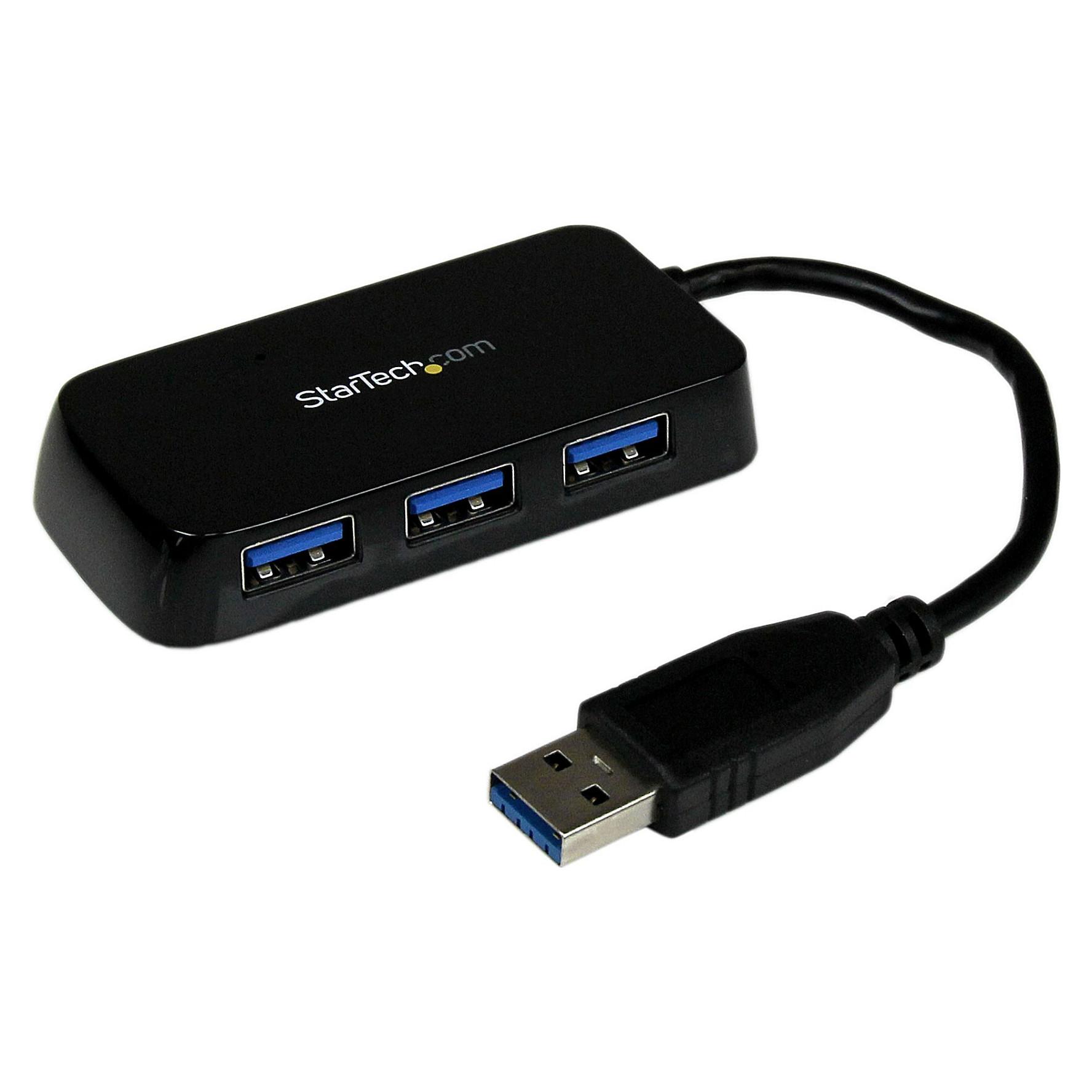 Startech 4-Port USB 3.0 SuperSpeed Hub - Portable Mini Multiport USB Travel Dock - USB Extender Black for Business PC/Mac, laptops (ST4300MINU3B) - Hub - 4 x SuperSpeed USB 3.0 - desktop - for P/N: FCREADMICRO3, MSDREADU3CA, USB3S2ESATA3
