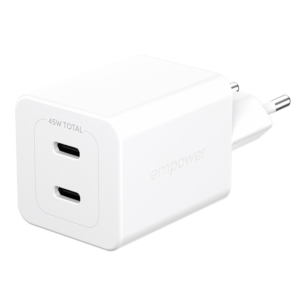 empower by PanzerGlass - Strømforsyningsadapter - 45 Watt - Power Delivery 3.1 - 2 output-stikforbindelser (USB-C) - sølvhvid