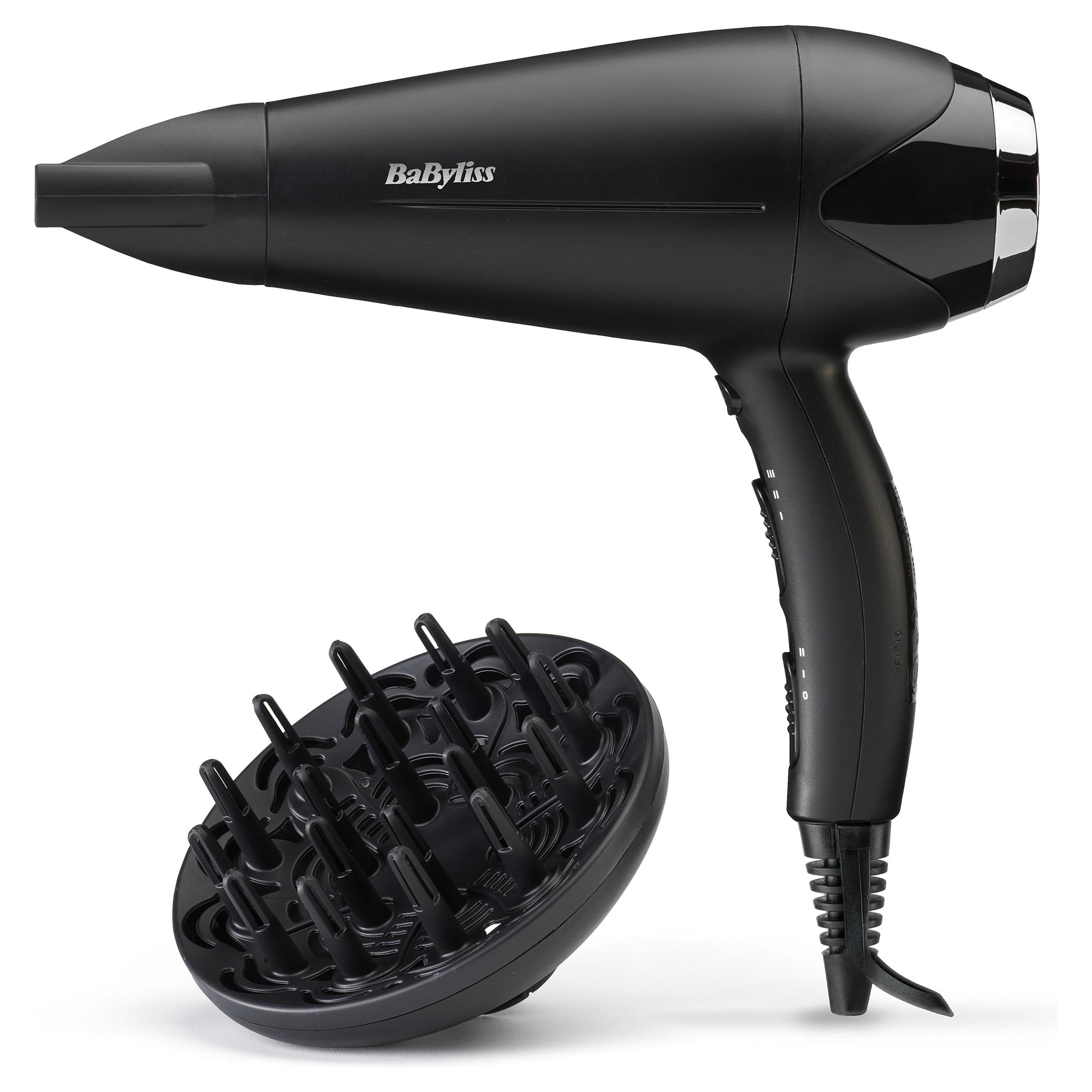 BaByliss Turbo Smooth 2200 D572DE hårtørrer med iongenerator, diffuser og fønmundstykke