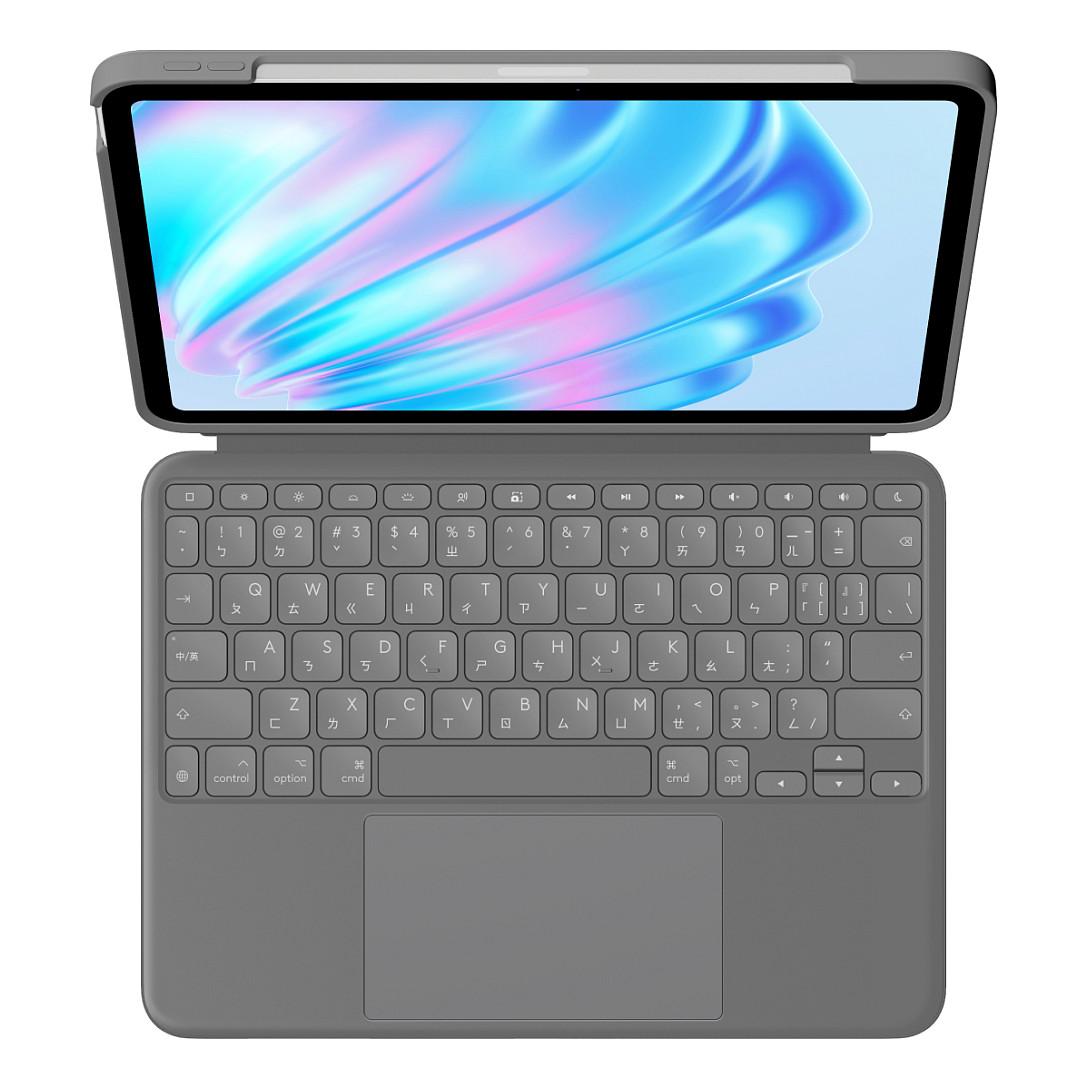 Logitech Combo Touch Tastatur og folio-kasse Saks 16-niveau Kablet Schweizisk Apple 11-inch iPad Air (M2, M3)