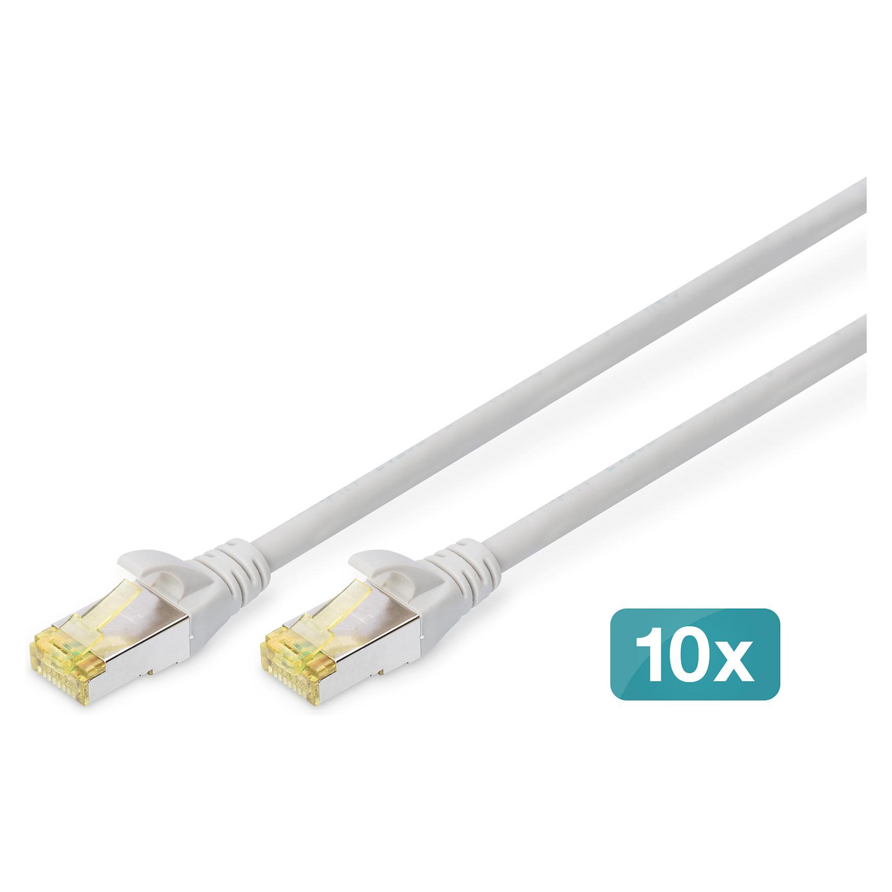 Netværkskabel Digitus CAT 6A S/FTP 1 m - grå, 10 stk.