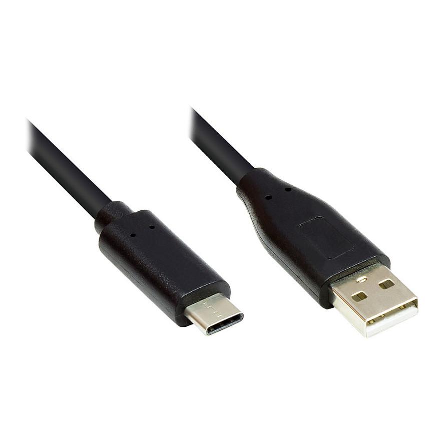 USB 2.0-kabel Good Connections A til USB-C - sort, 0,5 m