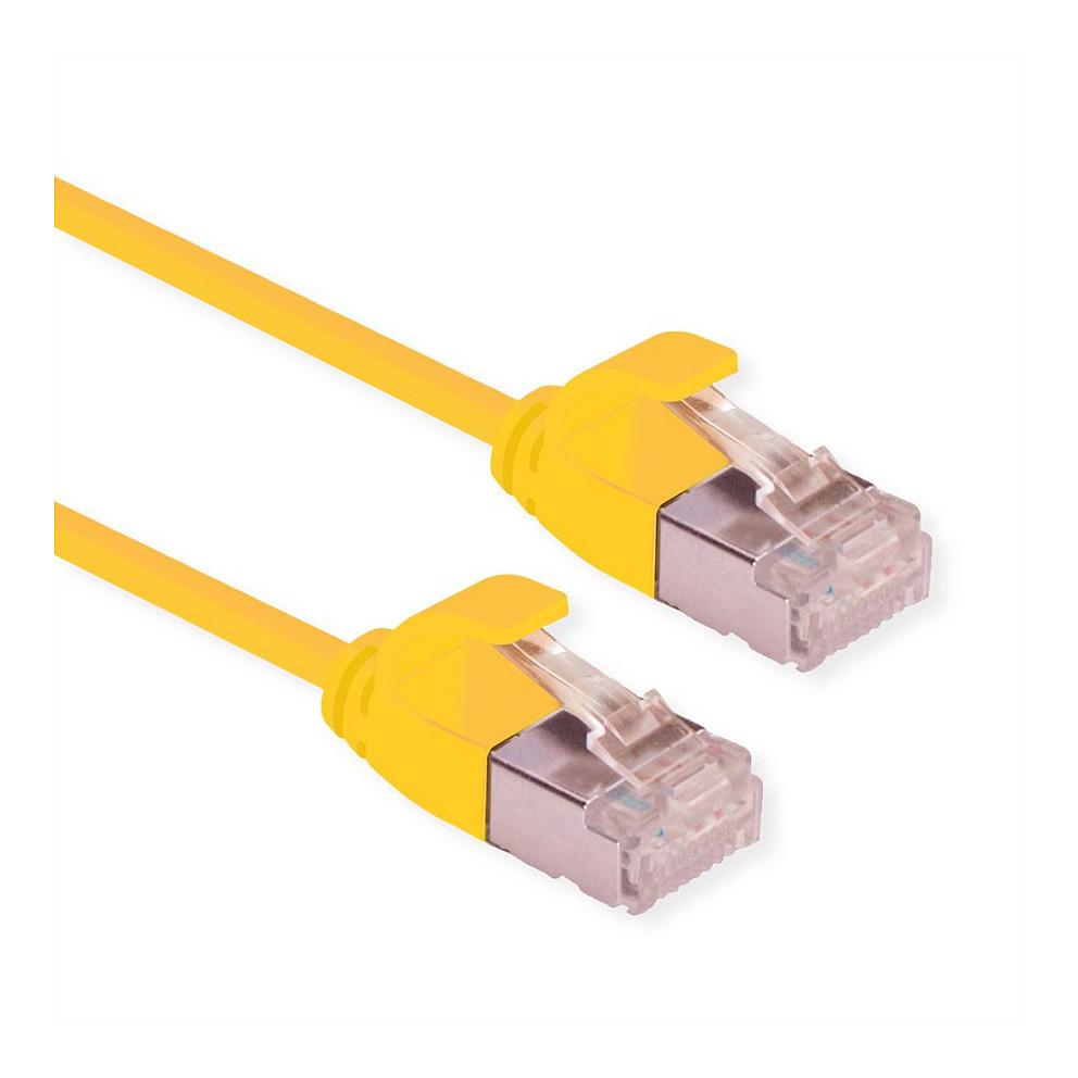 Patchkabel ROLINE GREEN Cat.6A U/FTP LSOH slim - gul, 0,15 m