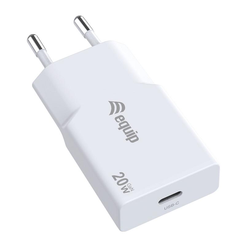 USB-C oplader Equip 245521 20 W GaN Slim - hvid