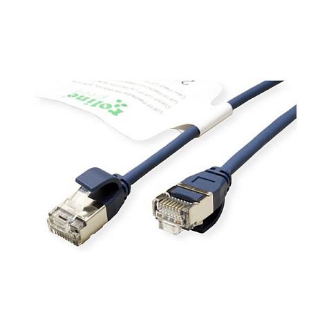 Patchkabel ROLINE GREEN Cat.6A U/FTP slim 0,15 m - blå
