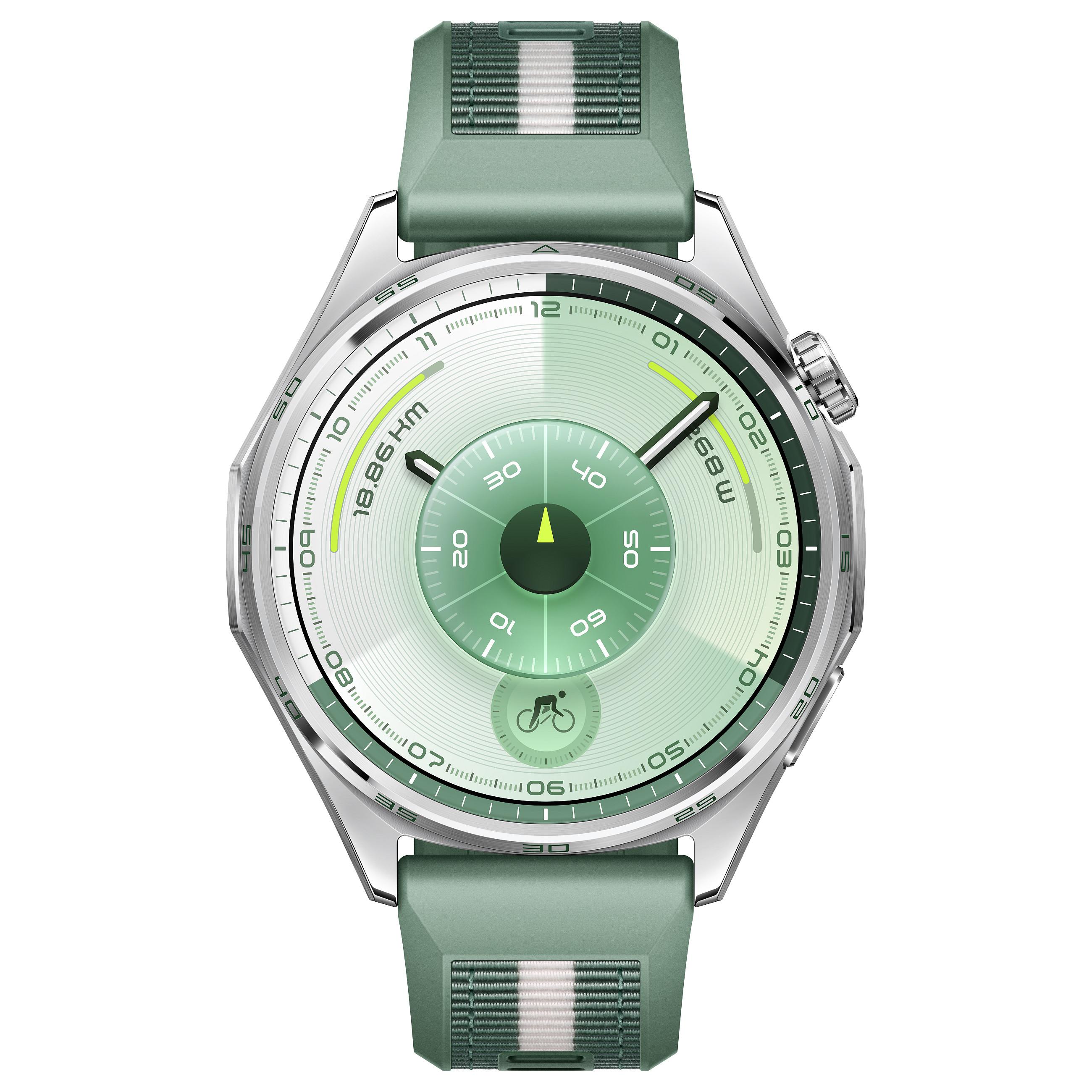 Huawei Watch GT 6 - 46 mm - rustfrit stål - smart ur med rem - composite woven - grøn - håndledsstørrelse: 140-210 mm - display 1.47 - Bluetooth 6.0 BR/EDR + BLE, NFC - 51.3 g - grøn
