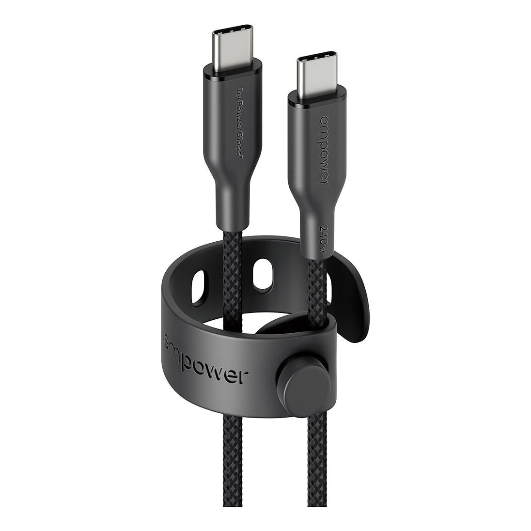 empower by PanzerGlass Racing 240W USB-C to USB-C Kabel | USB 2.0 | 1.2M | Weltall Schwarz