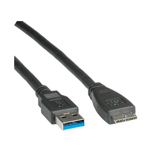 USB-kabel ROLINE USB 3.2 Gen 1 A til Micro-USB A - 0,8 m, sort