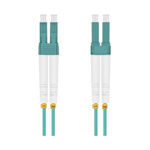Fiberoptisk patchkabel Helos OM3 LC/LC duplex LSZH - aqua, 0,5 m
