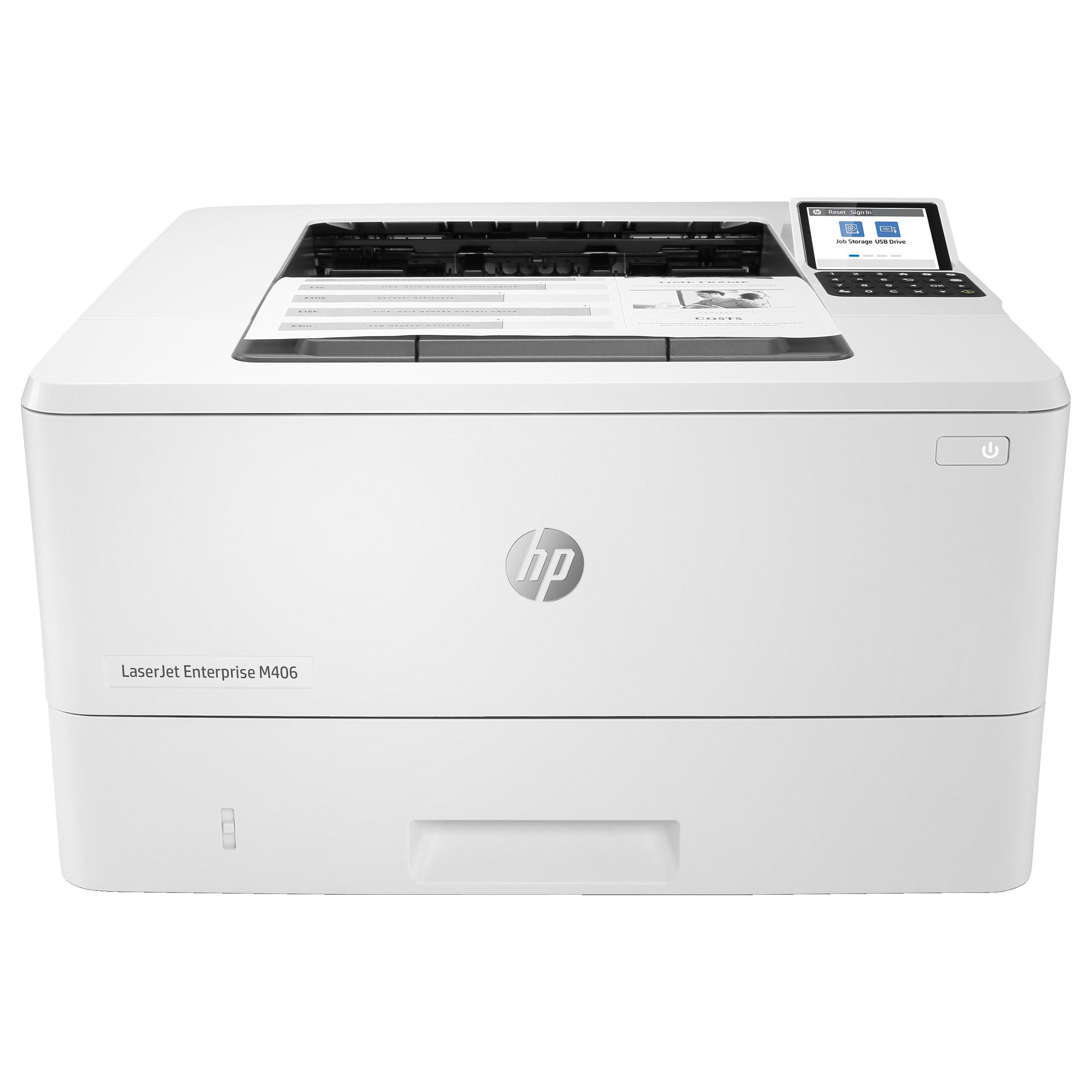 HP LaserJet Enterprise M406dn Printer Mono Duplex laser A4 1200x1200dpi 40ppm 350 sheets USB LAN