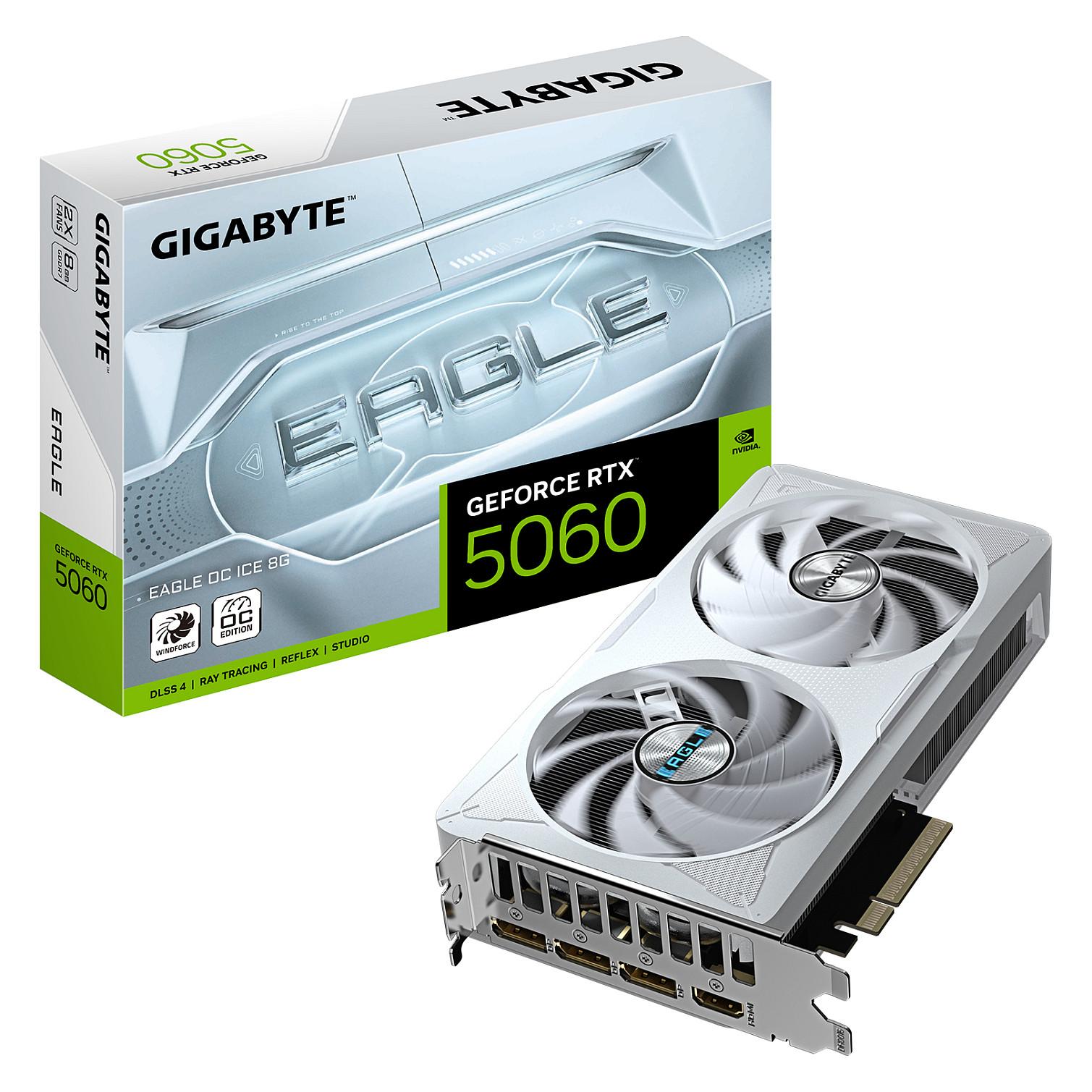 Gigabyte GeForce RTX 5060 EAGLE OC ICE 8G - Grafikkort - GeForce RTX 5060 - 8 GB GDDR7 - PCI Express 5.0 - 3 x DisplayPort, HDMI