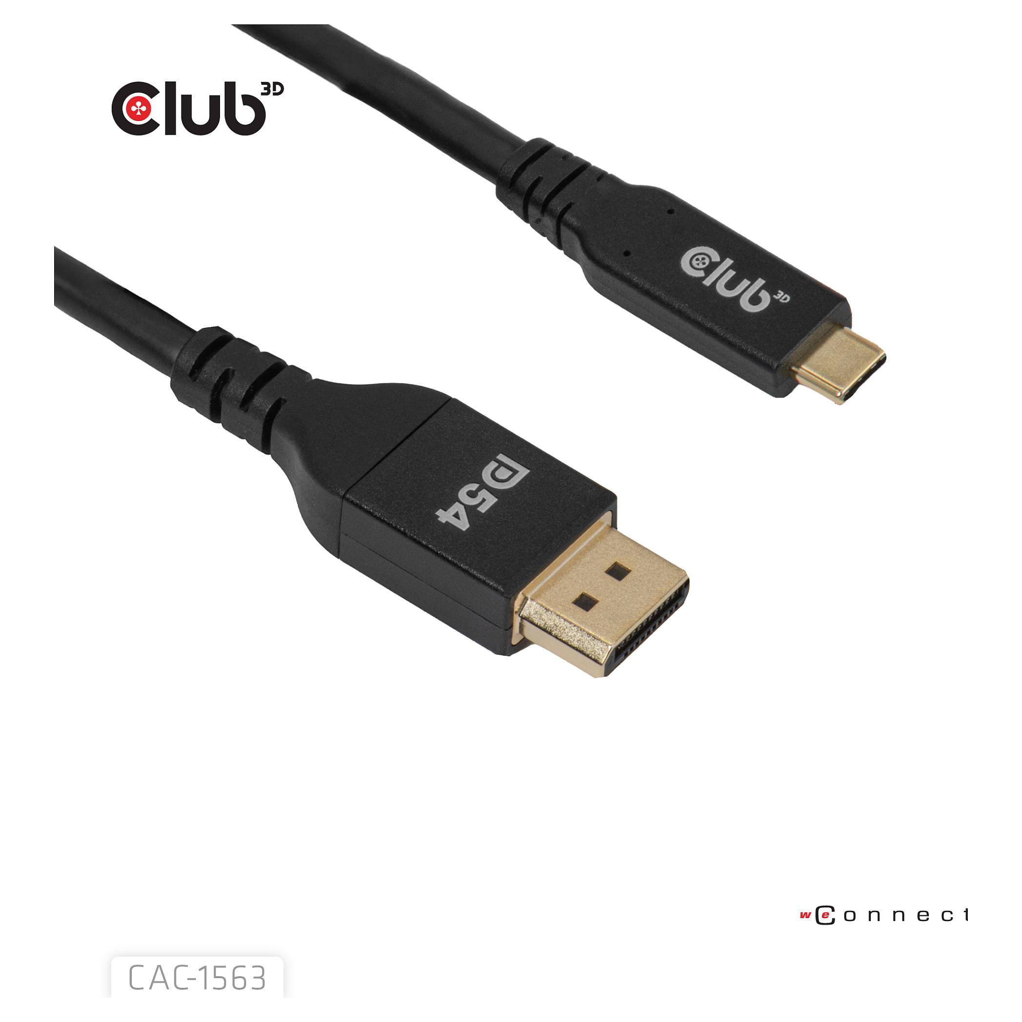 Club 3D CAC-1563 USB-C til DisplayPort 2.1 adapterkabel 2 m sort