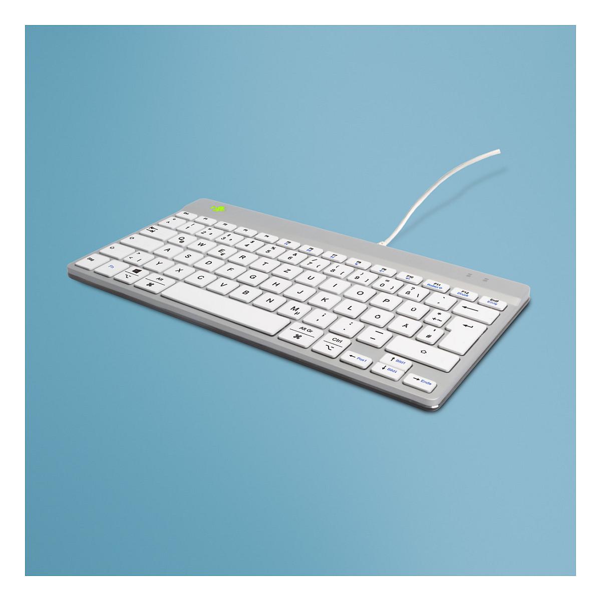 Kompakt tastatur med pausefunktion, DE-layout - kablet, hvid