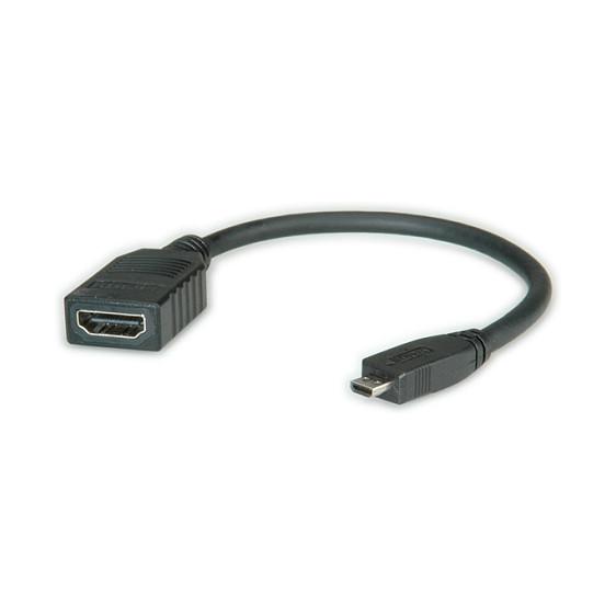 HDMI-kabel ROLINE High Speed with Ethernet HDMI A hun til Micro HDMI han 0,15 m - sort