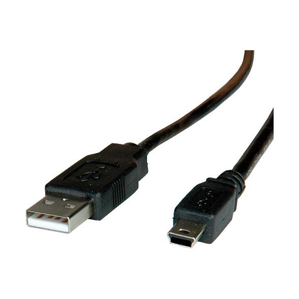 USB-kabel ROLINE USB 2.0 A til Mini-USB B 0,8 m - sort