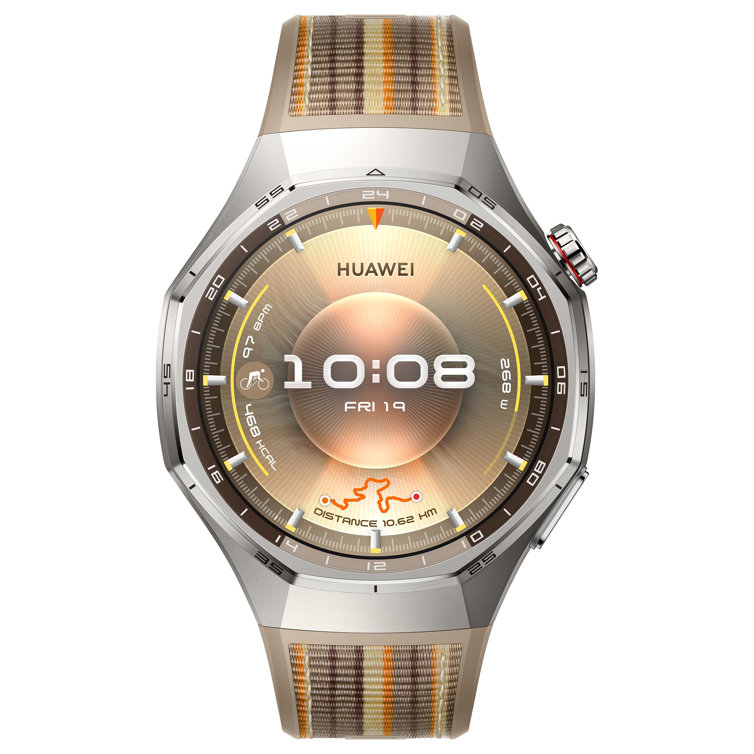 Huawei Watch GT 6 Pro - 46 mm - titanium alloy - smart ur med rem - composite woven - brun - håndledsstørrelse: 140-210 mm - display 1.47 - Bluetooth 6.0 BR/EDR + BLE, NFC - 54.7 g - brun