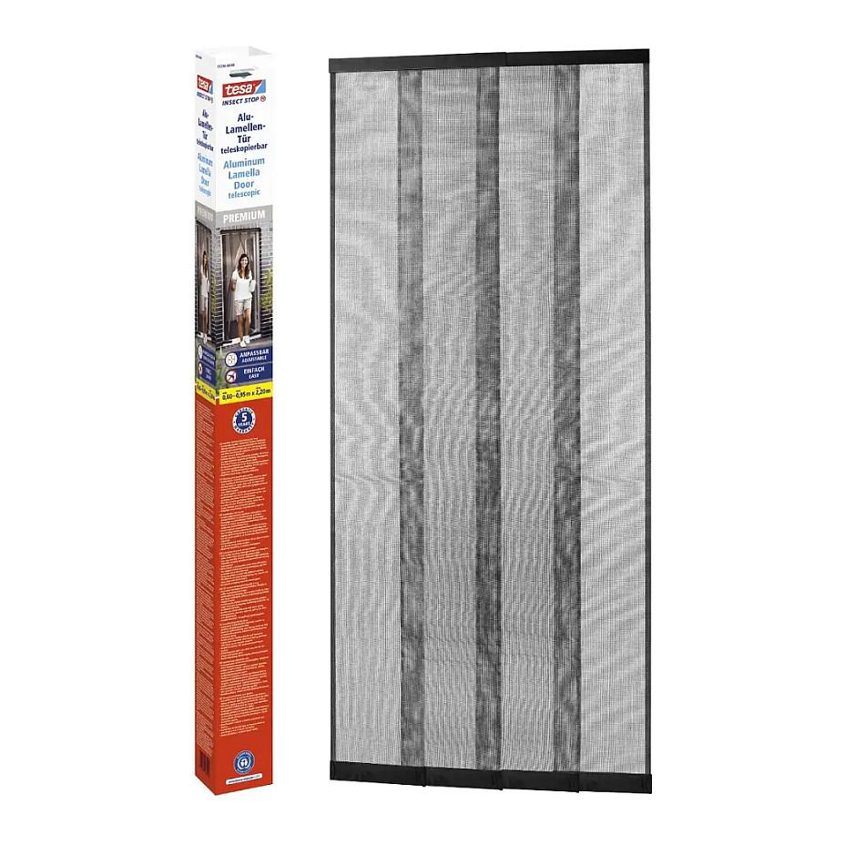 Lameldør med insektnet TESA Alu - antracit 95 x 220 cm