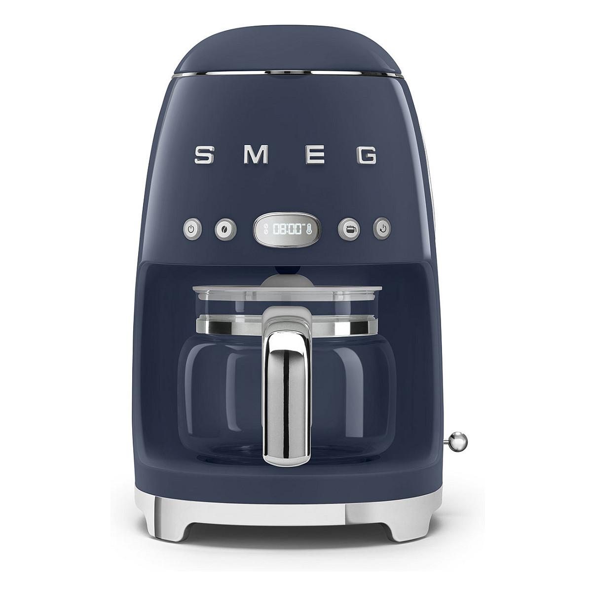 SMEG DCF02NBEU kaffemaskine med kande 1,4 l, 10 kopper, timer og display - Navy blå