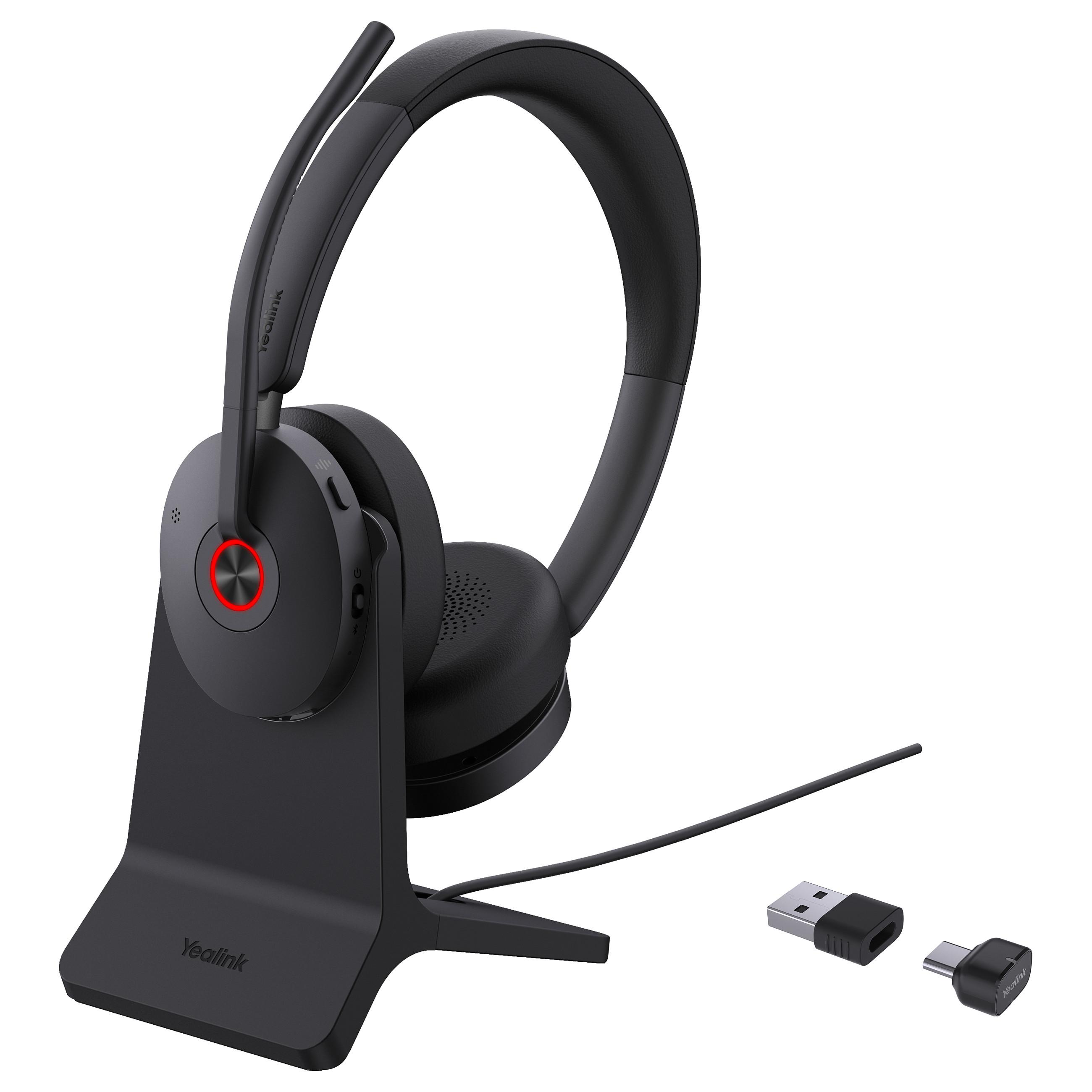 Yealink BH74 Teams on-ear headset med Bluetooth 5.3, ANC og ladestander - sort