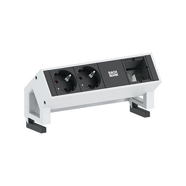 Stikdåse til bord Bachmann Desk2 - 2 x Schuko, 1 x Custom Module, RAL 9010