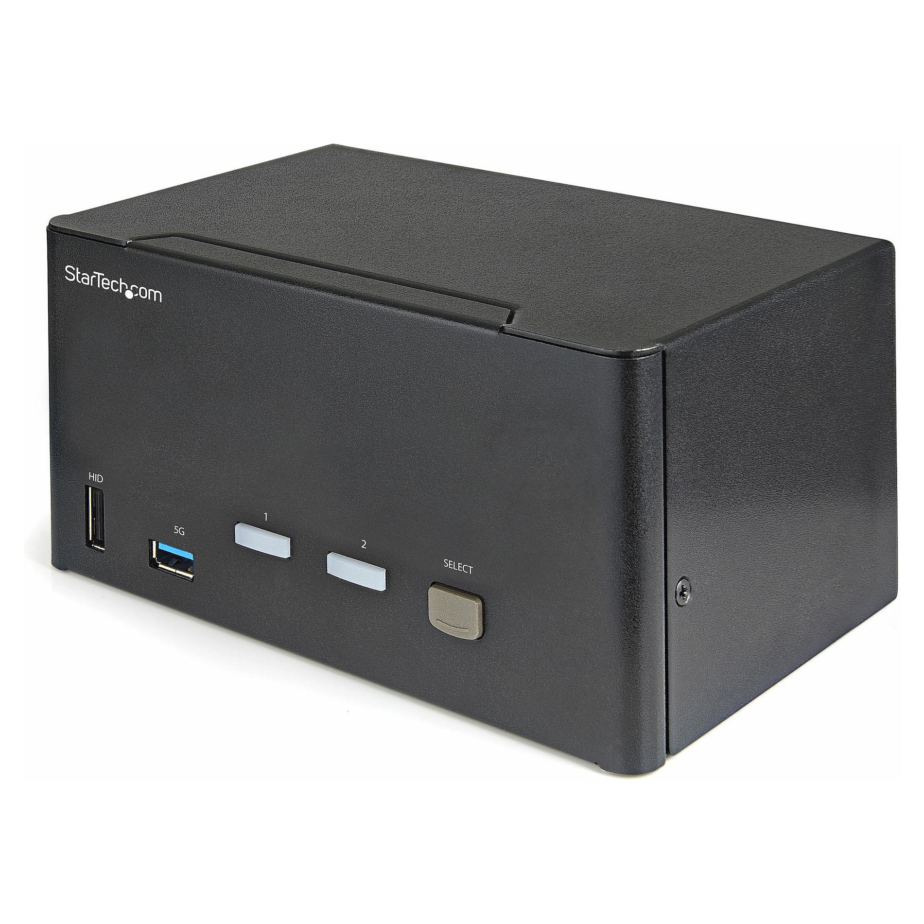 Startech 2 Port Triple Monitor DisplayPort KVM Switch, 4K 60Hz UHD HDR, Desktop 4K DP 1.2 KVM with 2 Port USB 3.0 Hub (5Gbps) & 4x USB 2.0 HID Ports, Audio, Hotkey Switching, TAA - Keyboard/Video/Mouse Switch - KVM / audio-switch - 2 x KVM / audio - desktop - TAA-kompatibel