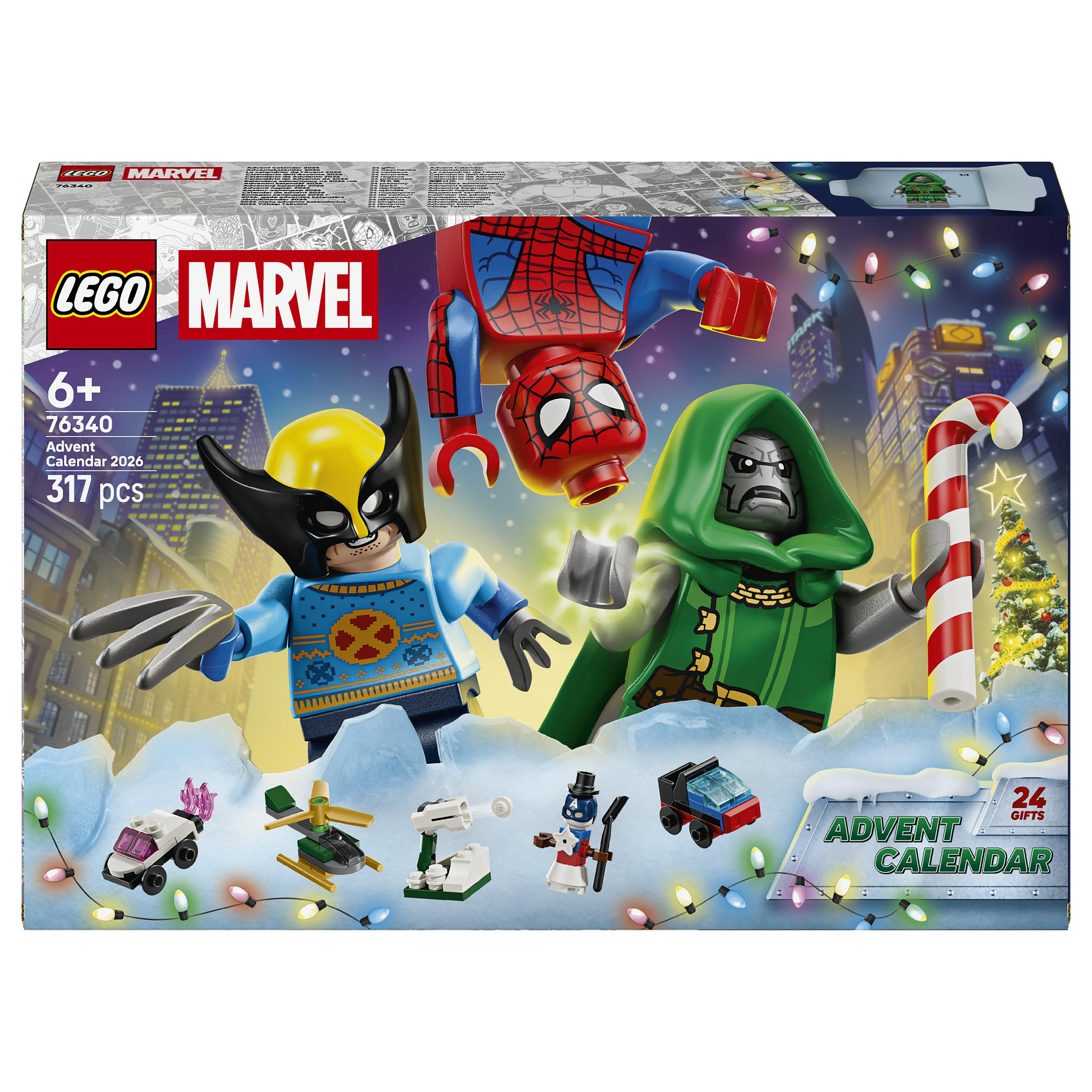 LEGO Marvel 76340 Adventskalender 2026 med 317 dele og 6 minifigurer