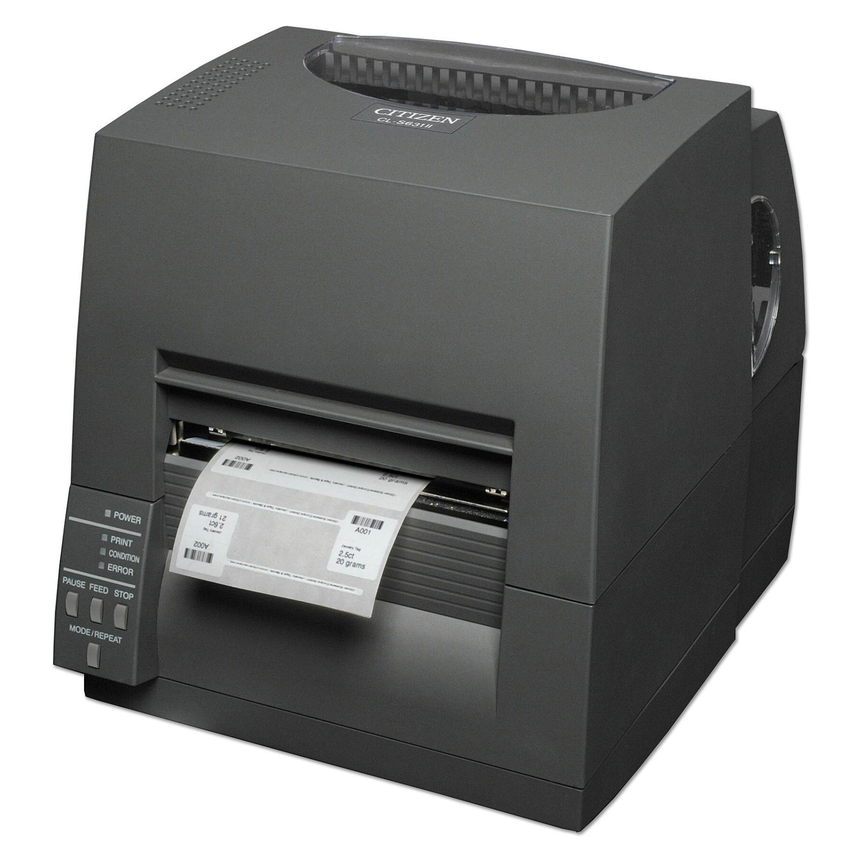 Citizen CL-S631II - Etiketprinter - direkte termisk/termisk overførsel - Rulle (11,8 cm) - 300 dpi - op til 100 mm/sek. - USB, RS232 - sort