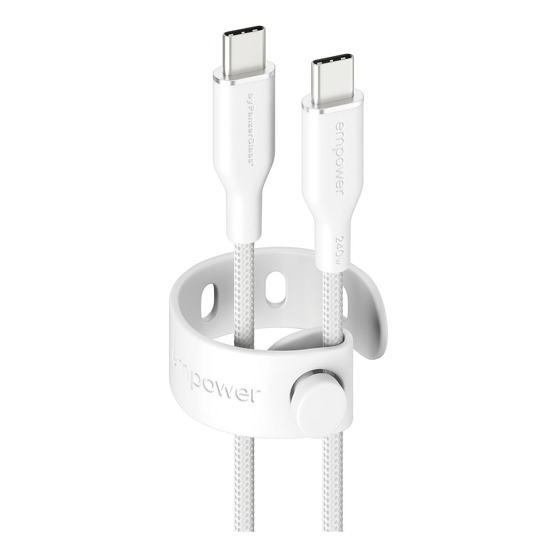 empower by PanzerGlass Racing 240W USB-C to USB-C Cable | USB 2.0 | 1.2M | Silver White