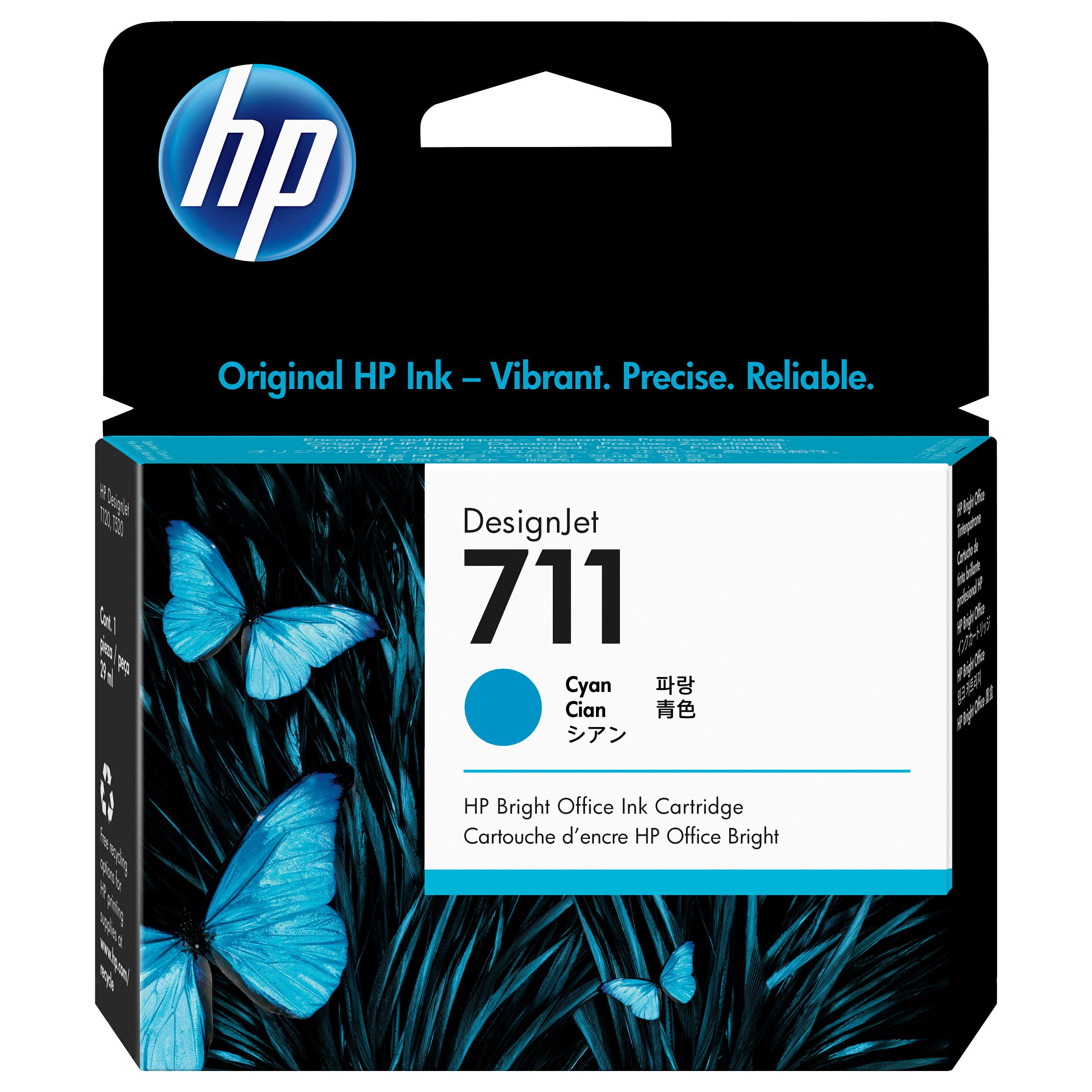 HP 711 - 29 ml - cyan - original - DesignJet - blækpatron - for DesignJet T100, T120, T120 ePrinter, T125, T130, T520, T520 ePrinter, T525, T530