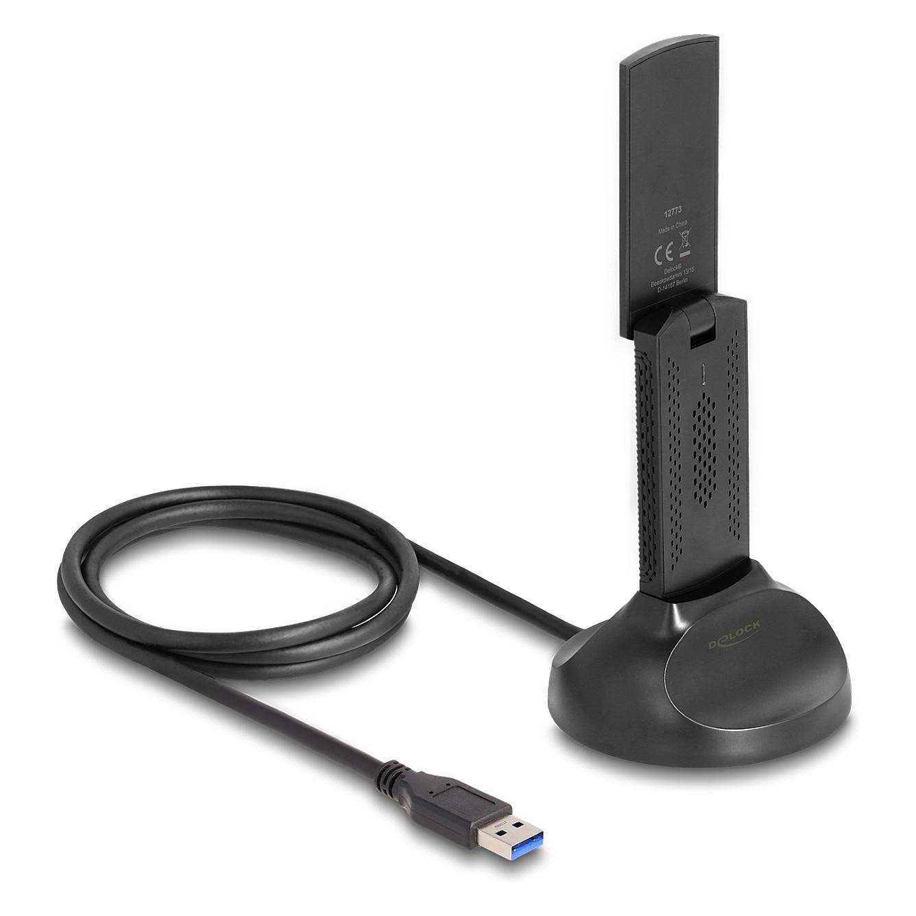 USB Wi-Fi-adapter DeLOCK 12773 Wi-Fi 6E AX3000 - sort