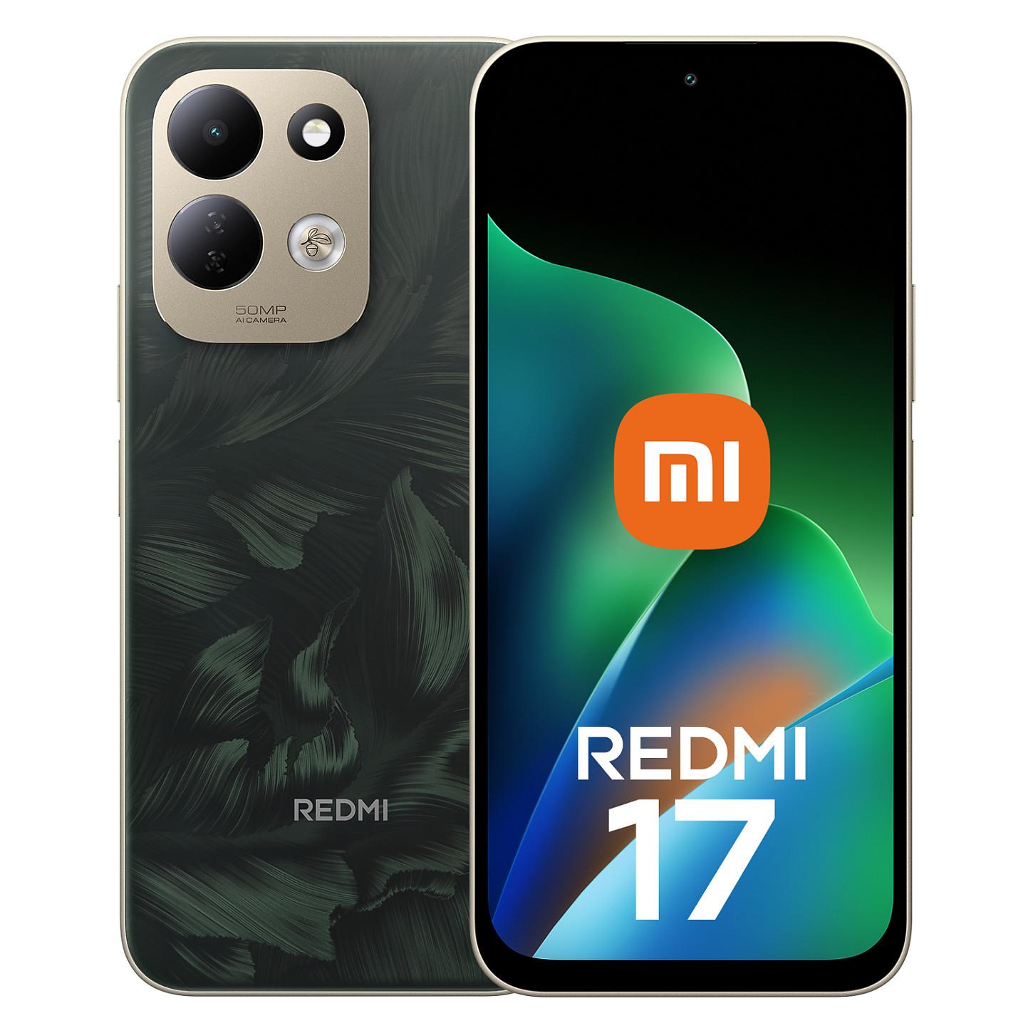 Xiaomi Redmi 17 - 4G smartphone - dual-SIM - RAM 4 GB / Intern hukommelse 128 GB - microSD slot - 6.9 - 1600 x 720 pixels (120 Hz) - 2x bagkameraer 50 MP - front camera 8 MP - egengrøn