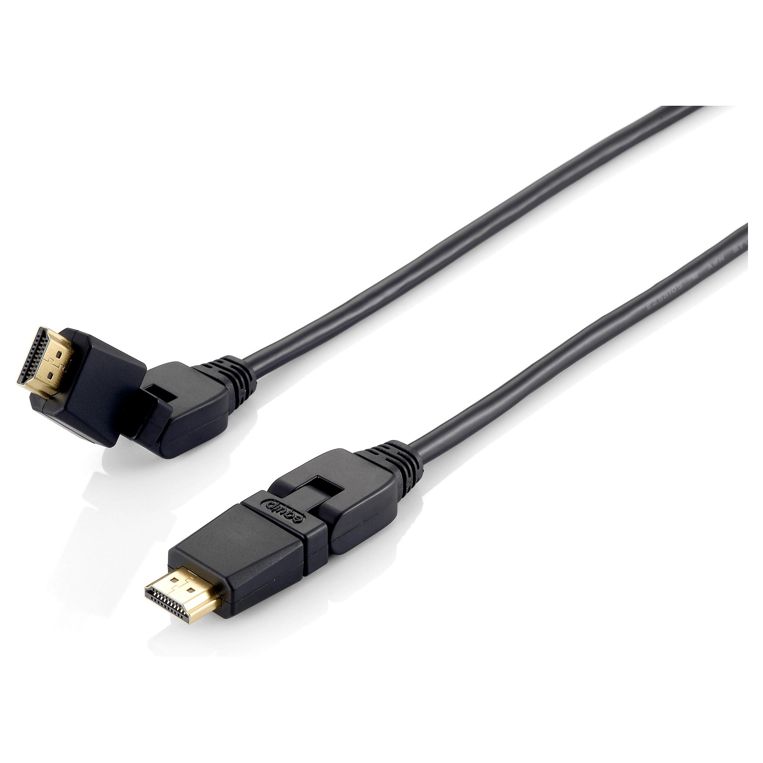 HDMI-kabel Equip 2.0 med drejelige stik - 5 m, sort