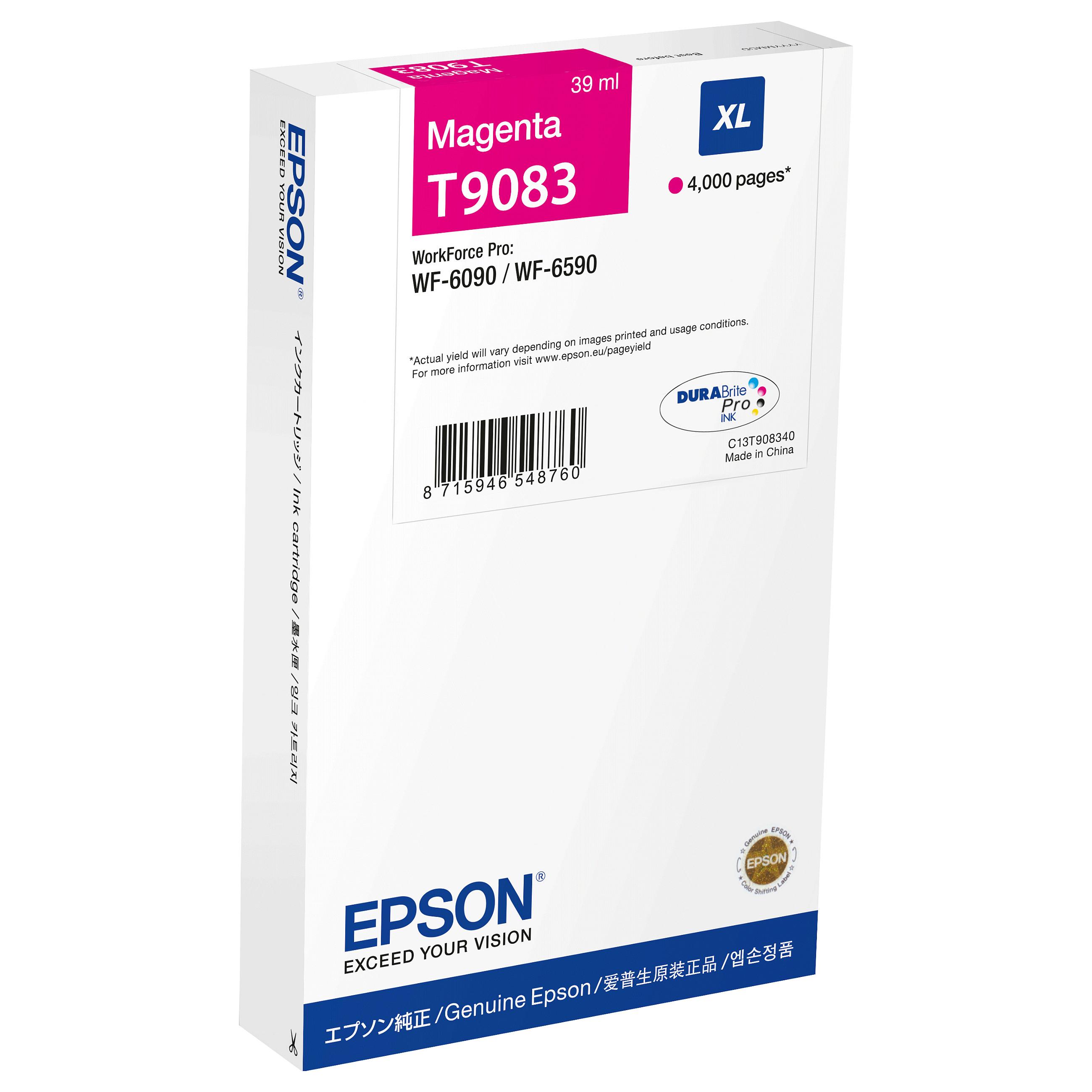 Blækpatron Epson T9083 XL magenta - 39 ml