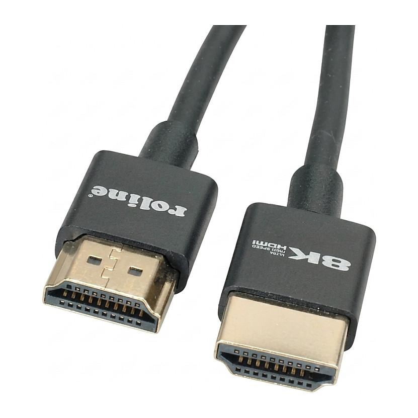 HDMI-kabel ROLINE 8K Ultra HD med Ethernet, Slim, ST/ST - sort, 1,5 m