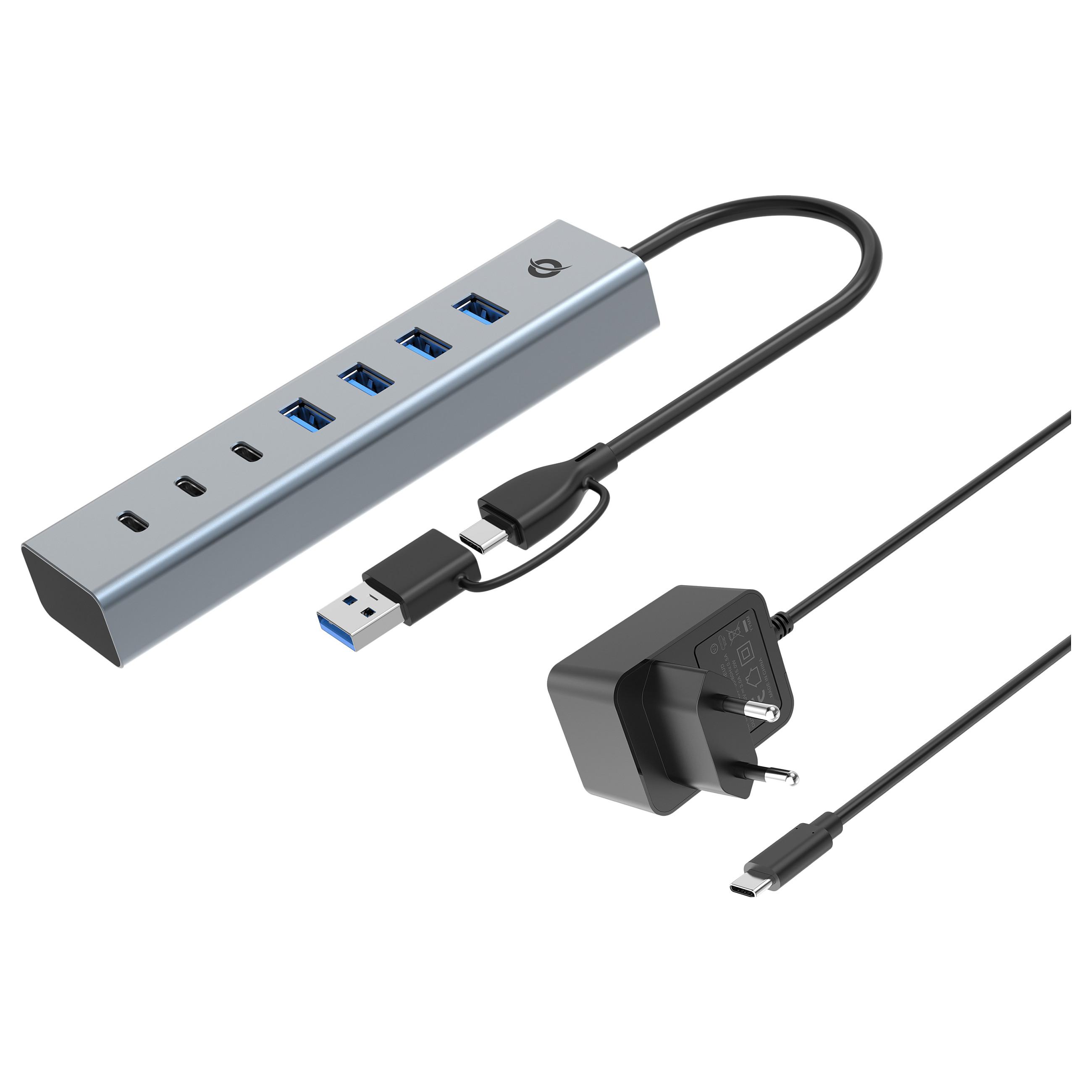 Conceptronic HUBBIES20GP interface hub USB 3.2 Gen 1 (3.1 Gen 1) Type-C 5000 Mbit/s Grå
