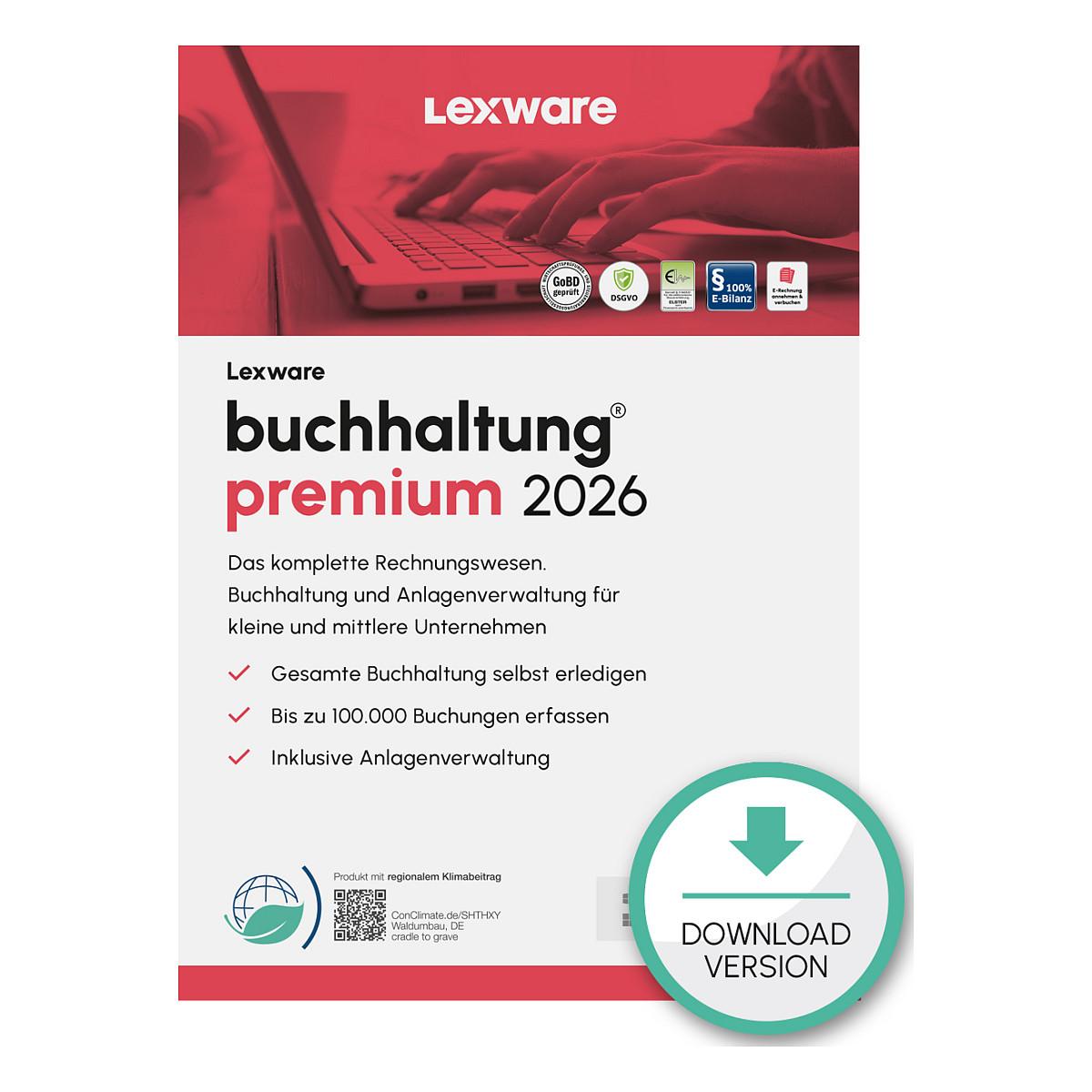 Lexware buchhaltung premium 2026, Finansiel analyse, Fuld, 1 licens(er), Elektronisk software download (ESD), Tysk, Windows 10, Windows 11