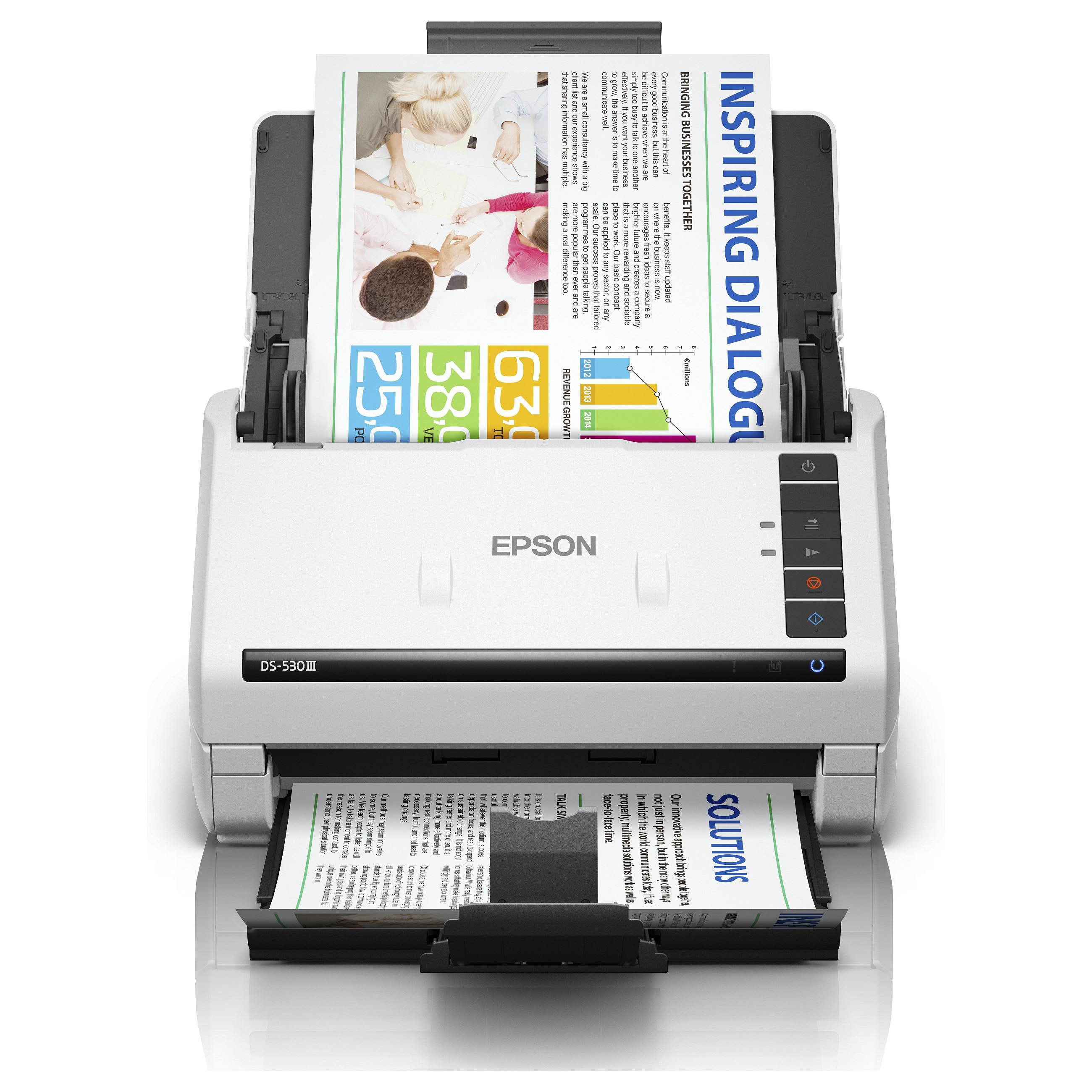 Epson WorkForce DS-530III - Dokumentscanner - Duplex - A4 - 600 dpi x 600 dpi - op til 40 ppm (mono) / op til 40 ppm (farve) - ADF (60 ark) - op til 6500 scanninger pr. dag - USB 3.2 Gen 1x1