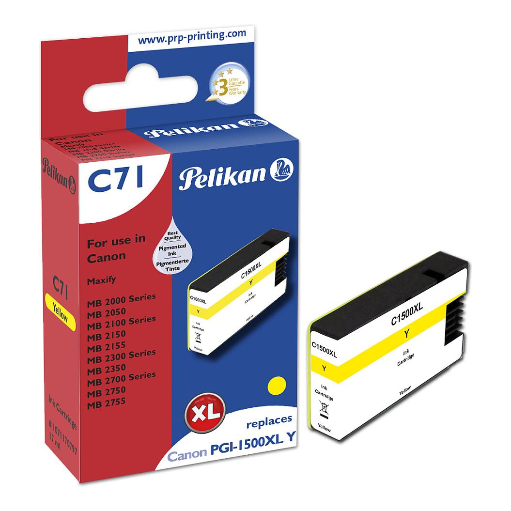 Blækpatron Pelikan C71 PGI-1500XL Y kompatibel - gul