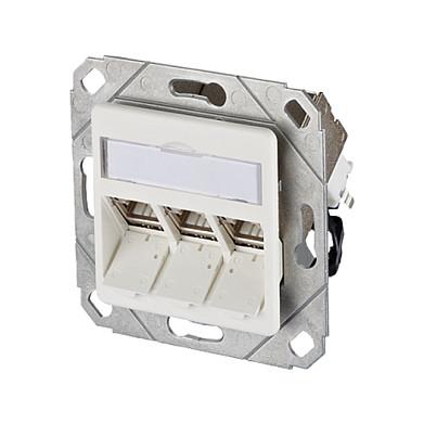 BTR C6A Module 3 Port 270° UPk - Planforsænket stikdåse - CAT 6a - RJ-45 X 3 - ren hvid, RAL 9010