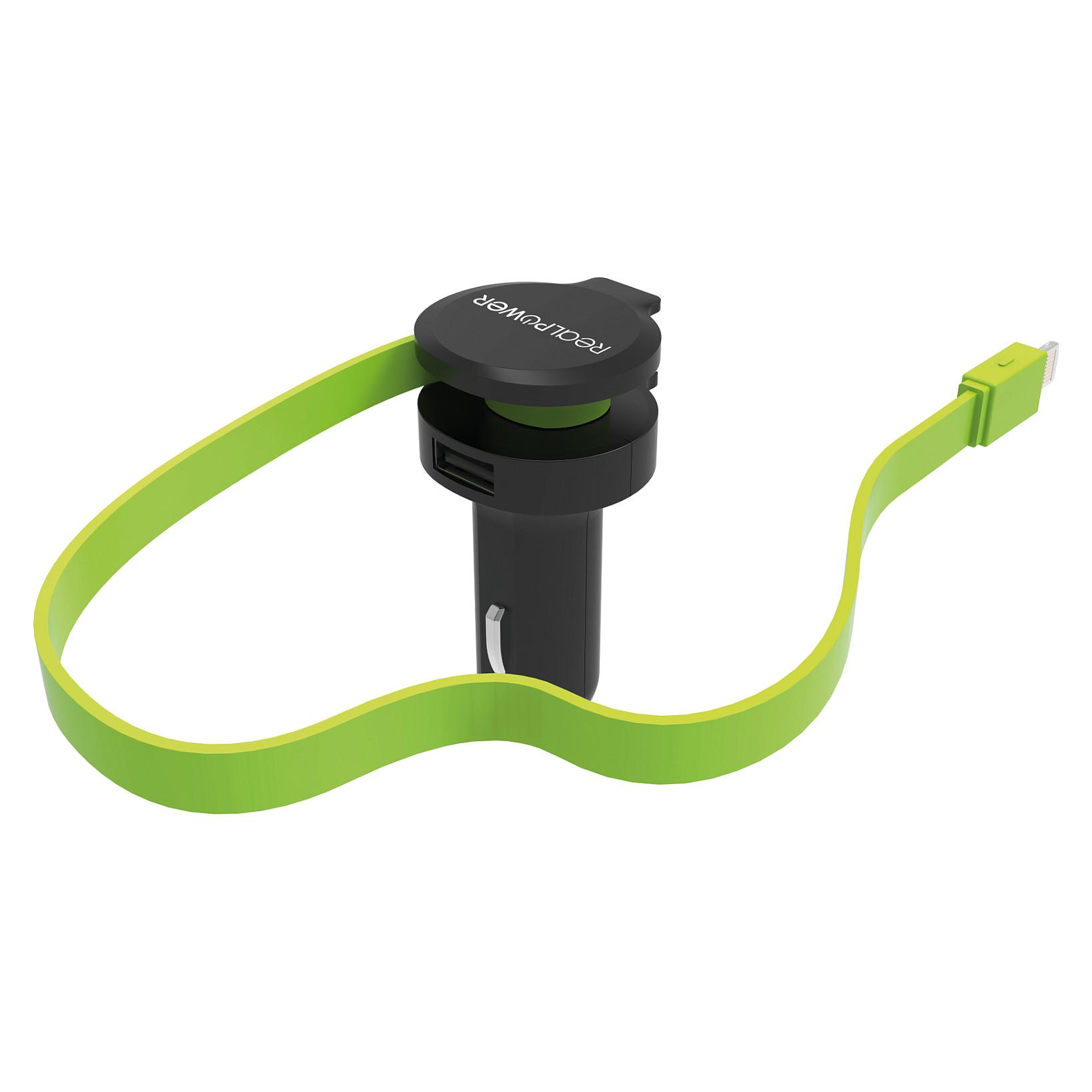 Billader RealPower 257637 med USB og Lightning - sort/grøn