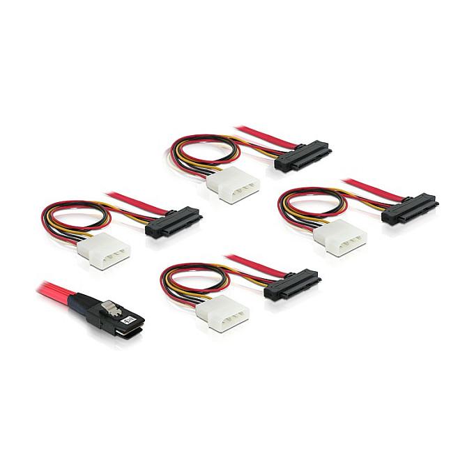 Mini SAS-kabel DeLOCK 83146 SFF-8087 til 4 x SFF-8482 med strøm - 1 m