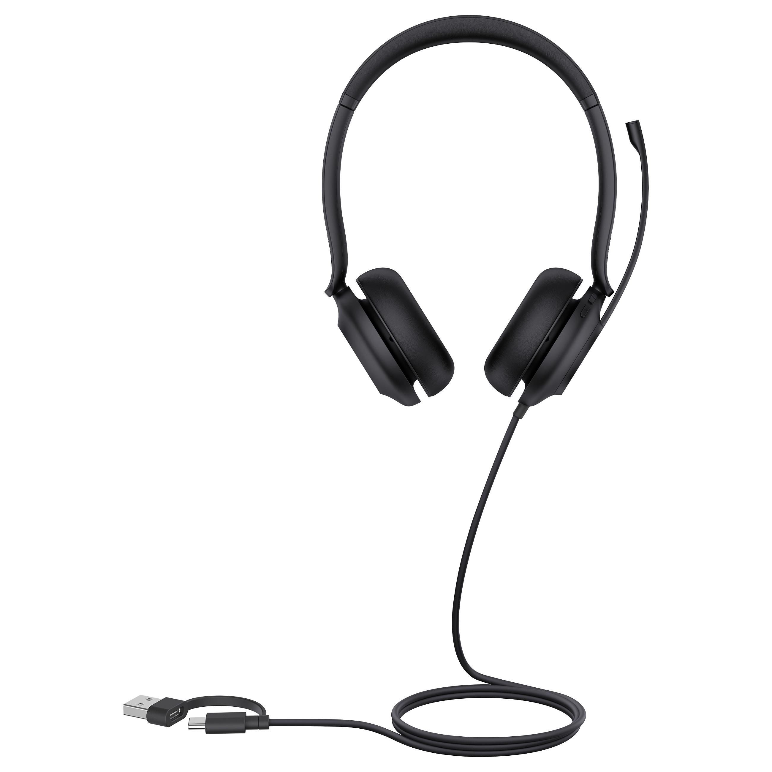 Yealink UH35 Headset - Dual Teams, USB-C, USB-A - Sort