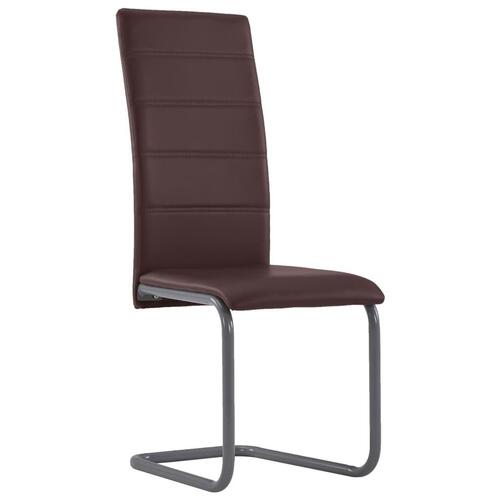 Spisebordsstole med cantilever 6 stk. kunstlæder brun