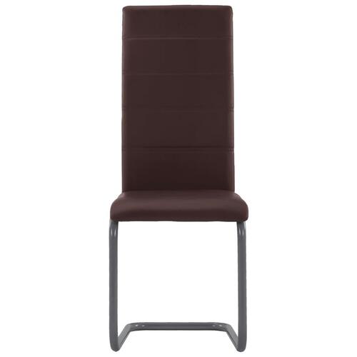 Spisebordsstole med cantilever 6 stk. kunstlæder brun