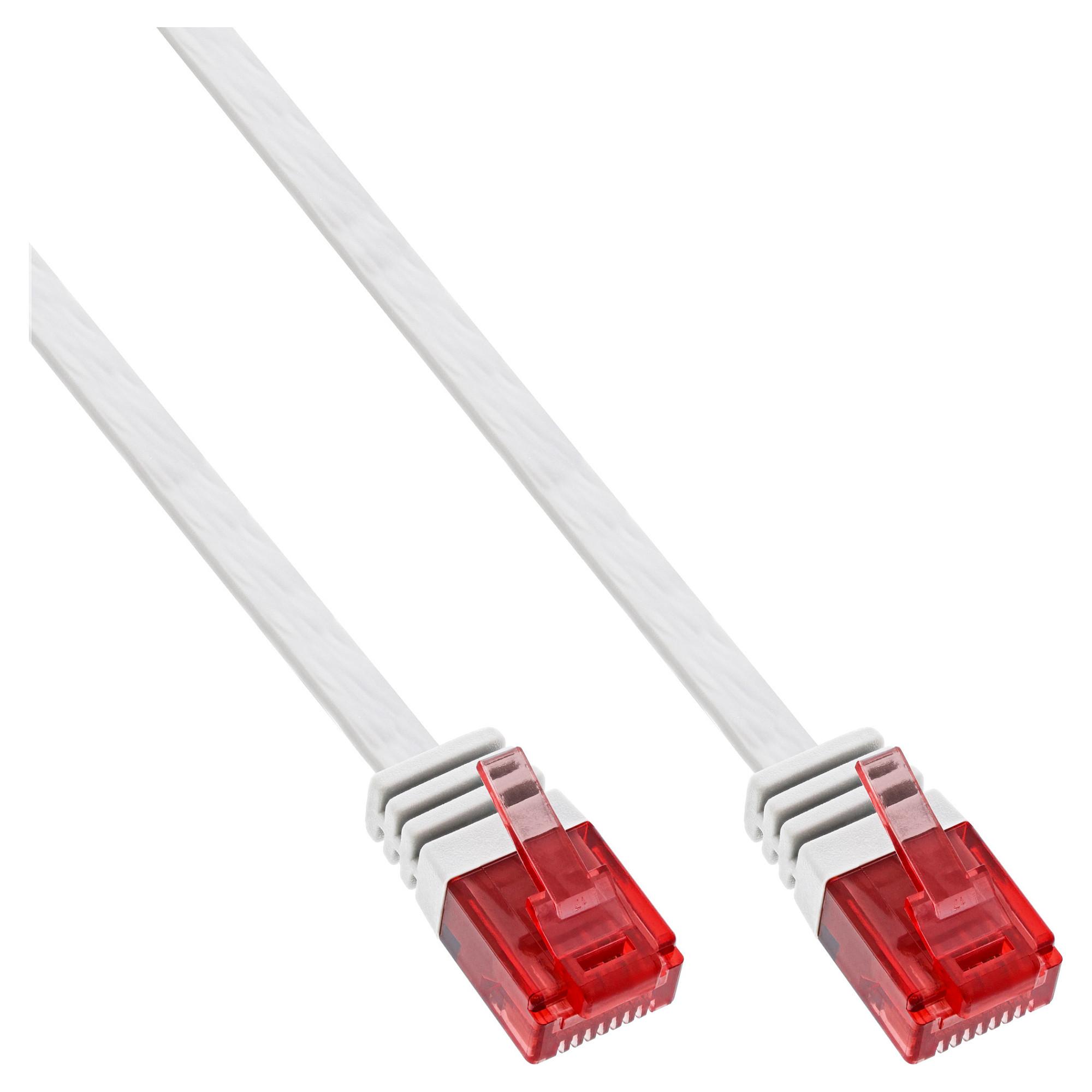 Fladt patchkabel Cat6 U/UTP - hvid 2 m