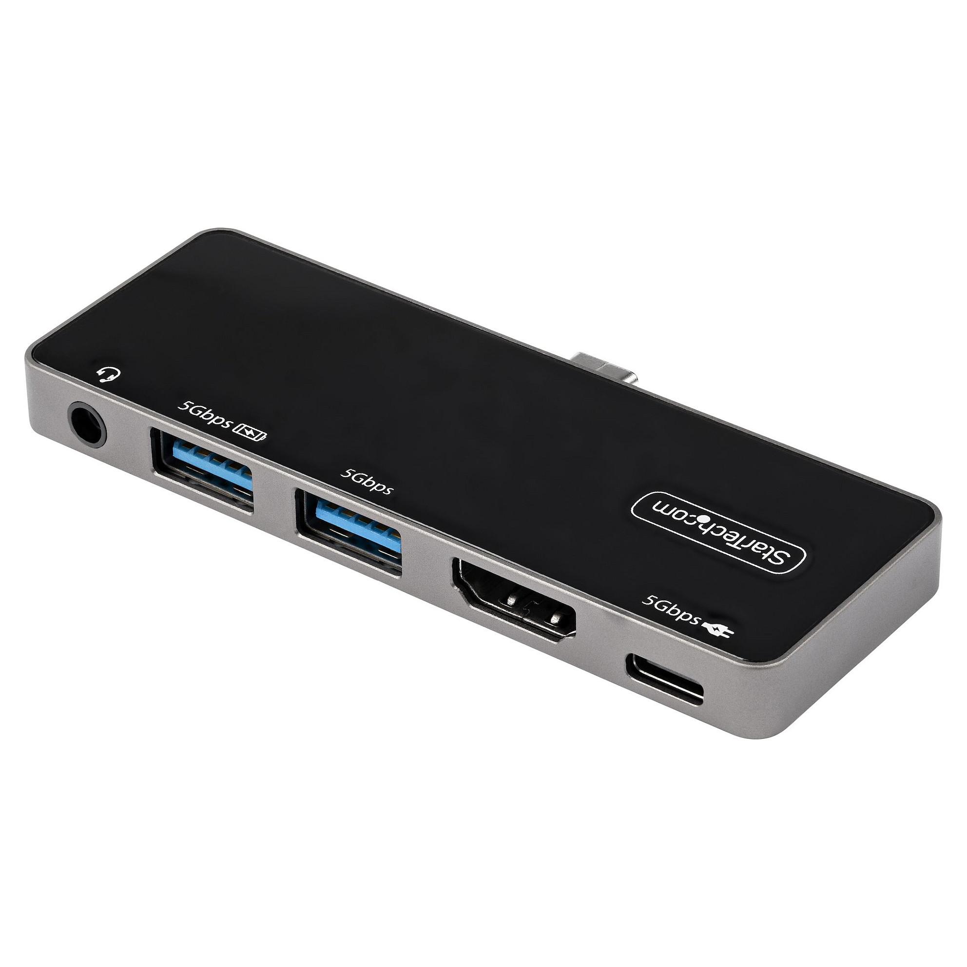 StarTech.com USB C Multiport Adapter, USB-C Mini Dock, USB-C to 4K 60Hz HDMI 2.0, With 100W Power Delivery Pass-Through Charging, 3-Port USB 3.0 Hub, Audio, USB Type-C Multiport Adapter - USB-C Travel