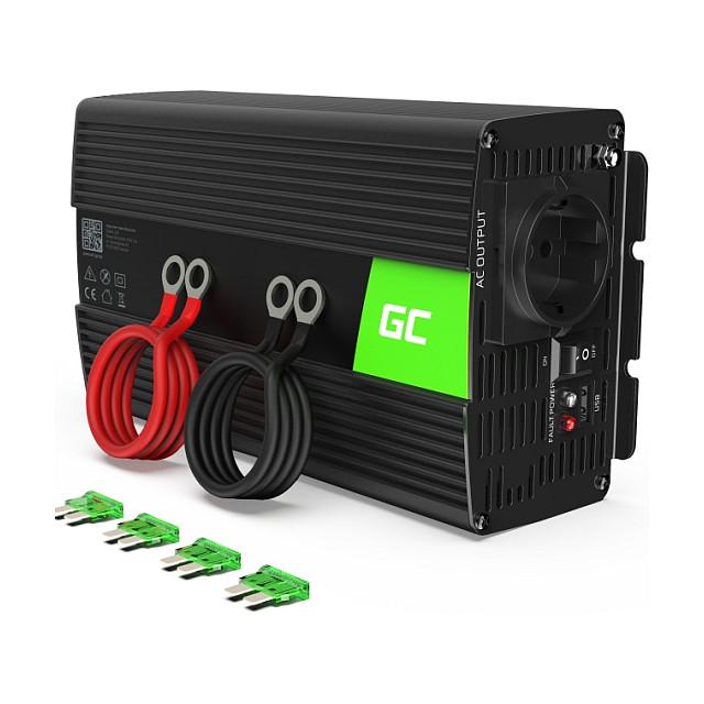 Green Cell - DC til AC inverter - DC 24 V - 1000 Watt - output-stikforbindelser: 1 - sort