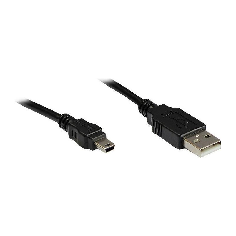 USB 2.0 kabel USB-A til Mini-USB B 5-pin 1 m - sort