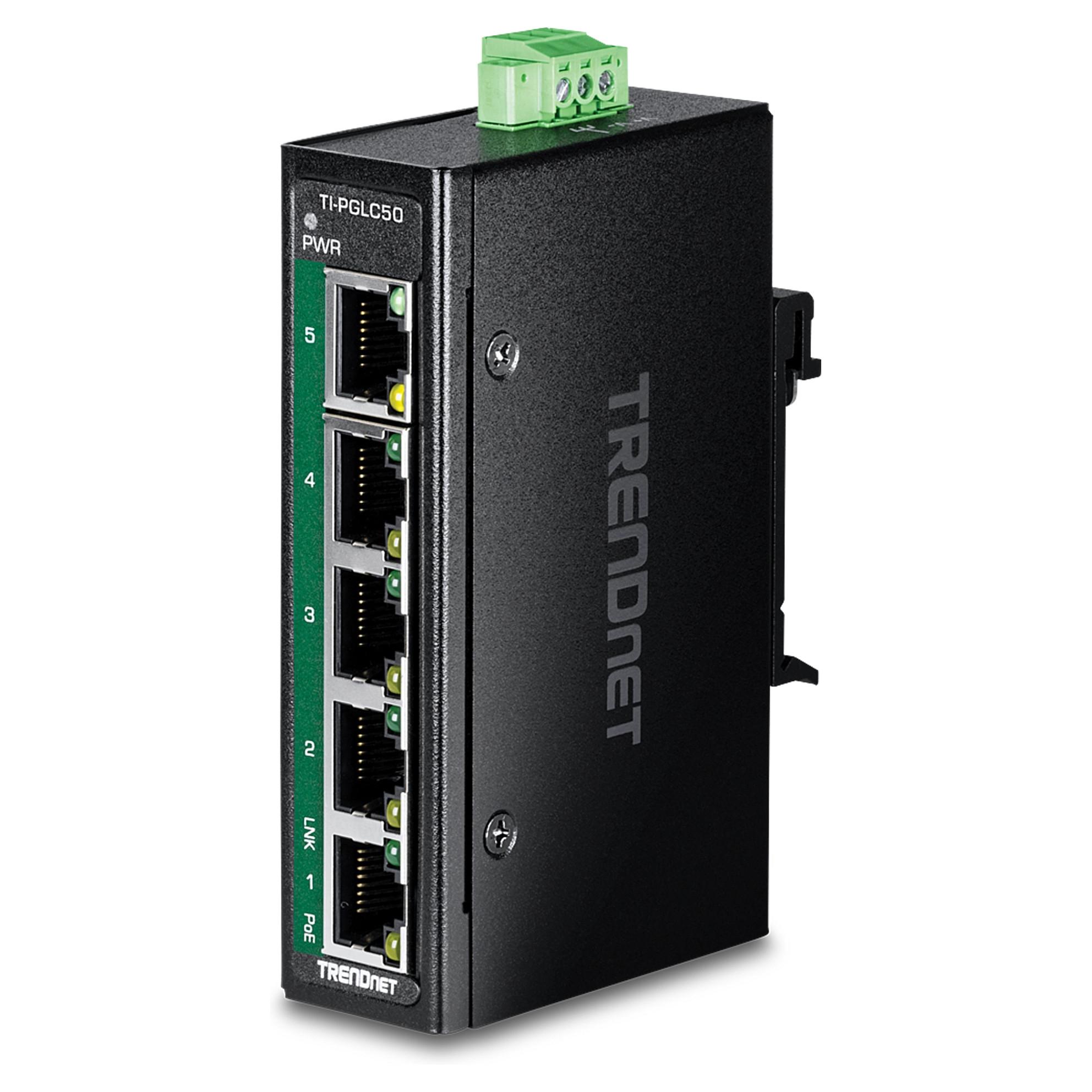 TRENDnet TI-PGLC50 - Version V1 - switch - industrial mini - 5 ports - TAA Compliant