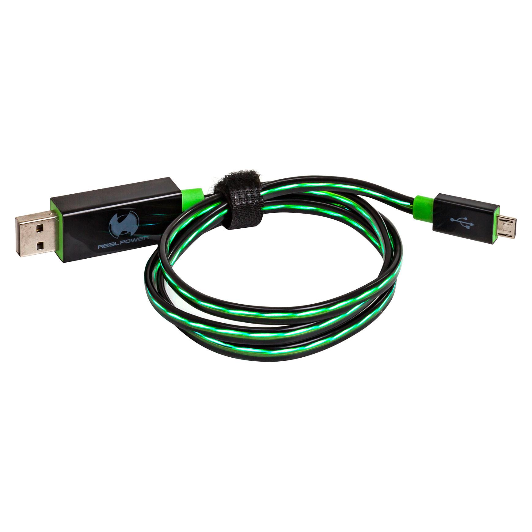 USB-kabel RealPower LED micro-USB til USB-A - 0,75 m